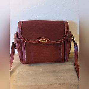 Vintage maroon canvas and leather Gucci bag